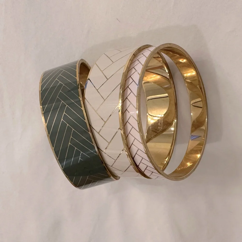J Crew enamel bracelets chevron bangle- set of 3 - Picture 3 of 9